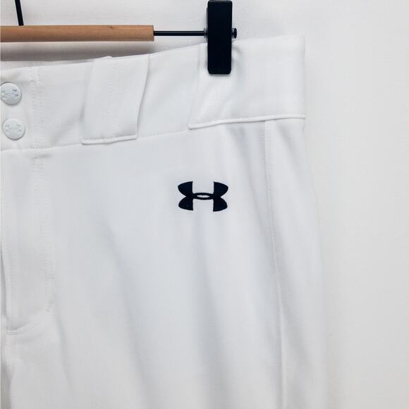 Under Armour HeatGear Track Pants Men’s L 32" Inseam White Reinforced Knees Logo - Picture 4 of 12
